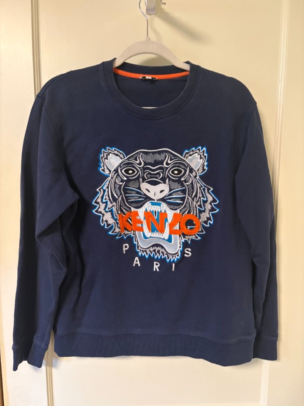 KENZO Paris Tiger Classic Sweatshirt Navy L Embroidered Tiger